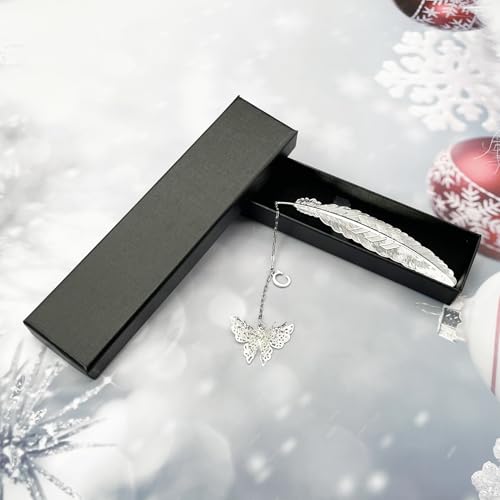 Initial Letter and Butterfly Charm Metal Feather Bookmark (Silver-C) - style: Silver-C
