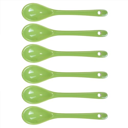 Green 6 pcs Porcelain Egg Spoons Ceramic Spoons 4.7 inch Coffee Dessert Yogurt Tea Milky Tea - style: Green