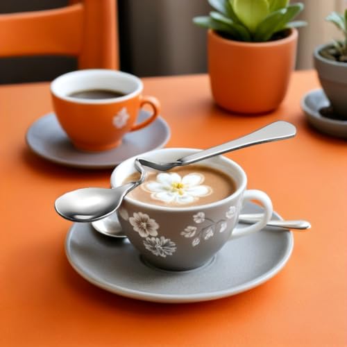 4pcs Stainless Steel Hanging Spoon Set 7.28in Curved Handle Coffee Stirrer Spoons for Tea Honey Jam Dessert Milk Home Kitchen Serving