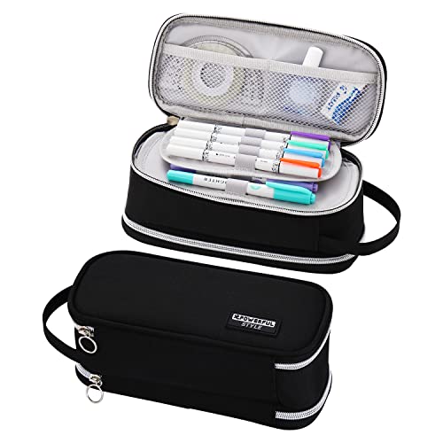 Dugio Large Pencil Case Organizer Big Pencil Pouch for Boys Kids Black - color: B-Black