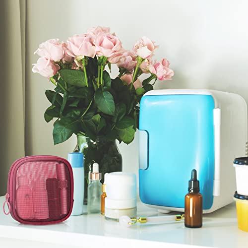 Weewooday 4Pcs Mesh Makeup Bag, Wine Red, Small, Classic - color: Wine Red, size: Small, style: Classic