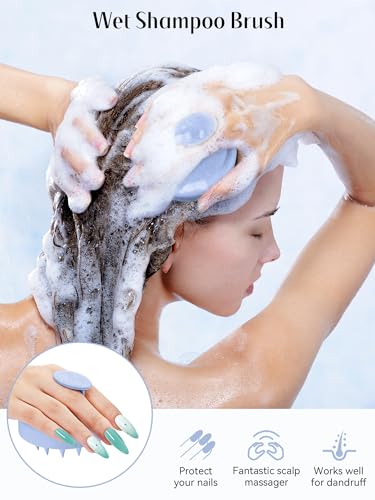 HEETA Scalp Massager Hair Growth Scrubber for Dandruff Removal Hair Care - color: New Blue