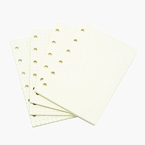 6 Holes Binder Planner Refill with 4 Basic Designs, A7 Notebook Refill, 100gsm, Dot, Grid, Line, Blank Paper,4.84 x 3.23'', 80 sheets/160 Pages, Harphia - color: 80 Sheet, size: A7