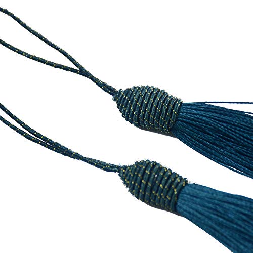 20pcs 6 Inch Silky Tassels with Chinese Knot for DIY Crafts(Dark Teal) - color: Dark Teal