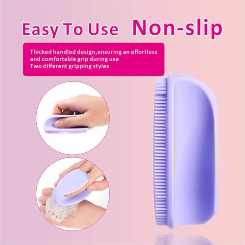 Soft Silicone Face Scrubber with Body Scrubber for Shower Gentle Exfoliating-Facial Exfoliator Scrubber Brushes for Sensitive Skin Deep Cleansing- Gift Women Men Skin Care Tool - color: ( Set)pink+pink