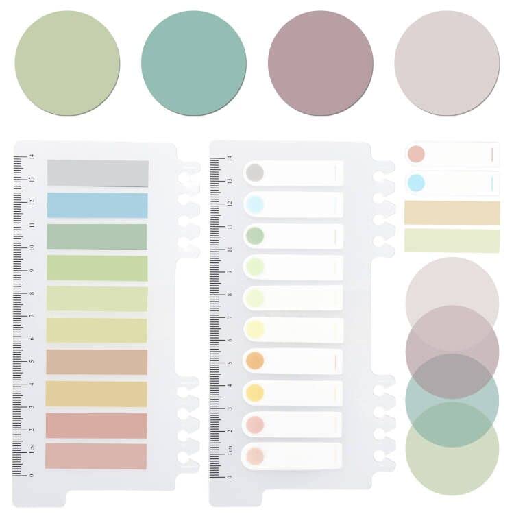 Transparent Sticky Notes, Pastel Round Clear Sticky Note Tabs for Annotating Books,600 Sheets Morandi Translucent Sticky Notes Book Tabs Sticky Tabs Book Markers Office & School Supplies - color: 24 Colors
