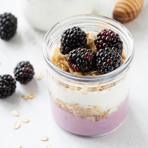 SHOWIN Overnight Oats Containers with Lids, 16oz Glass Jars with Lids 4 pcs, Wide Mouth Mason jars for Salad, Yogurt, Snacks, Meal Prep - color: Multicolor, size: 16oz-4pc