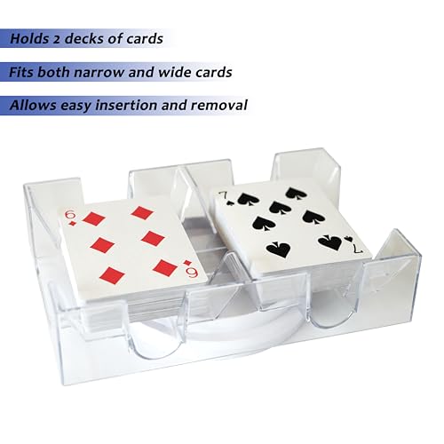 DNB Revolving Playing Card Tray - 2 Deck Plastic Rotating Canasta Card Holder - style: 2 Deck
