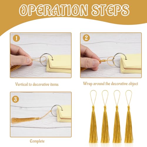 100 Pcs Bookmark Tassels Bulk Gold Soft Craft Silky Handmade Mini Tassels for Jewelry Making with Loops for DIY Craft Accessory Dress Decoration - color: Gold