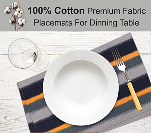 Ruvanti Placemats Set of 6, 100% Cotton Place Mats of 13"x19" – Stripes - color: Stripes