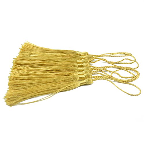 100Pcs 5 Inch Silky Bookmark Tassels for Jewelry, Souvenir(Light Gold) - color: Light Gold