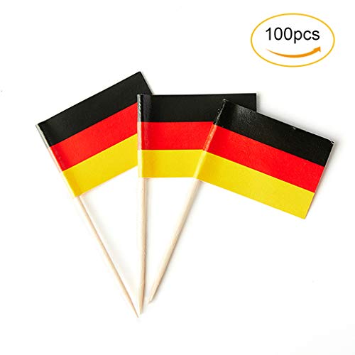 mflagperft Germany Toothpick Flags 100 Pack, German Flag Cocktail Picks - color: German