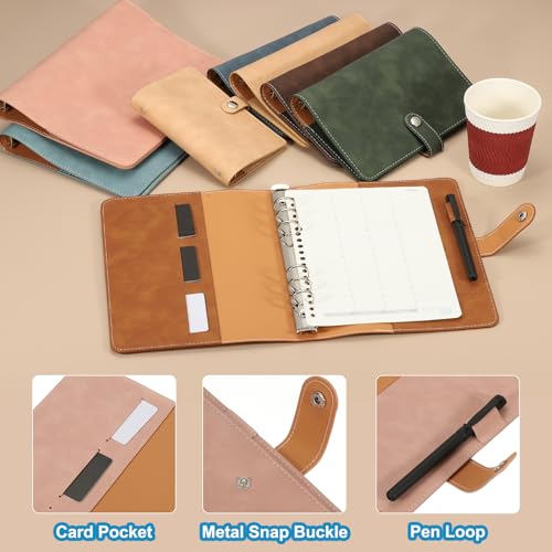 PATIKIL A5 PU Leather Binder Cover, 6 Ring Loose Leaf Binder Protector, Pink - color: Pink, size: A5
