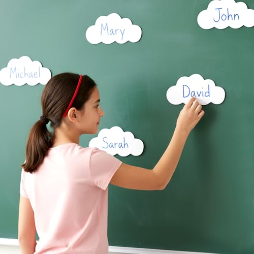 100 PCS White Cloud Cutouts, 4 Inch Paper Cloud Shapes Cut-Outs for Bulletin Board DIY Kids Baby Bedroom Nursery Classroom Office Decoration