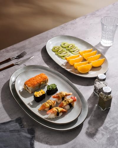 famiware Serving Platters Set of 3 Sizes - Oval, Grey - color: Gray