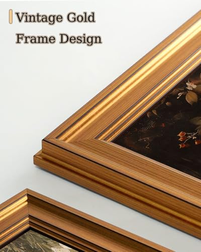 Gold Framed Wall Art Vintage Landscape Farmhouse Dark Canvas Print Decor - color: Vintage landscape 2, size: 16"x24"