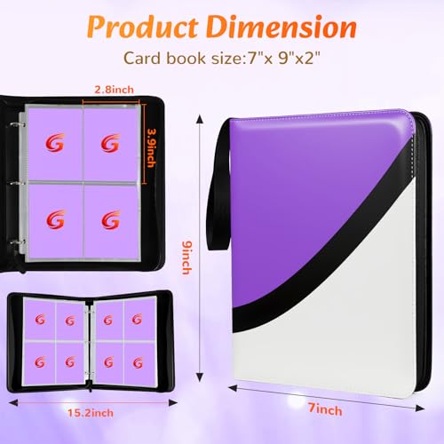 Premium Trading Card Binder, 4 Pocket Trading Card Binder for Pokemon TCG - color: Purple, size: Large