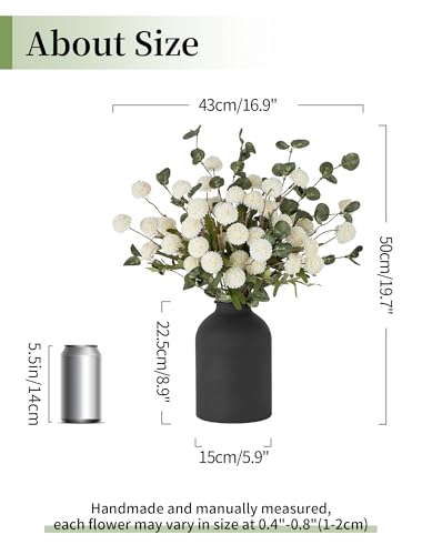 BLOSMON Fake Mum Flowers in Vase, White Dining Table Centerpiece Decor - color: White