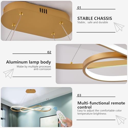 Gold Creative Modern LED Pendant Chandelier - color: Painted Gold, size: 29.53in
