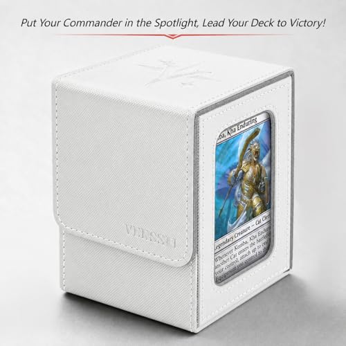 Venssu MTG Deck Box with Commander Display Window (White&Grey, 1 window) - color: White and Grey