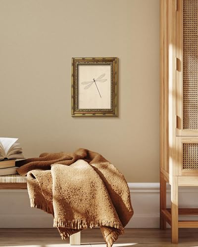 Vodefoad Vintage Dragonfly Gold Framed Wall Art, Neutral Insect Animal Wall Decor, Antique Dragonfly Drawing Canvas Oil Painting, Minimalist Animal Wall Decorations, Retro Artwork Pictures for Gallery Bedroom Living Room Decor - 9x12Inch - color: Dragonfl