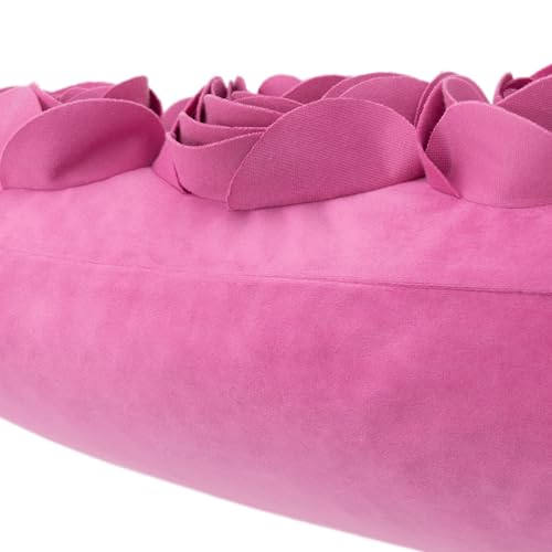 JWH 3D Flower Throw Pillow Cover, Hot Pink, 12x20 Inch - color: Hot Pink
