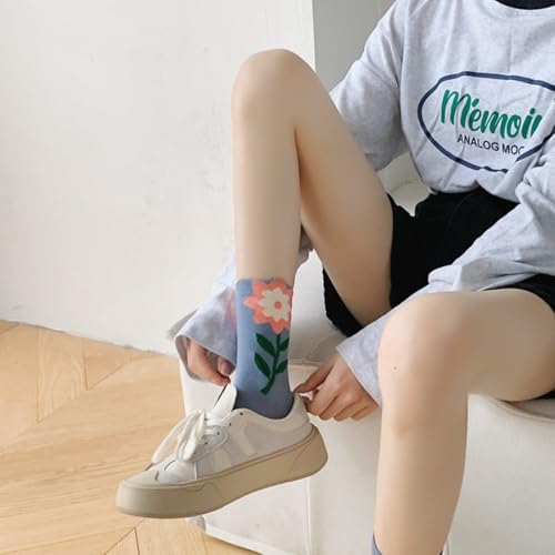 OTAODKA Cute Cotton Socks for Women Novelty Ankle Athletics Sock - color: 5 Pack Flowers B