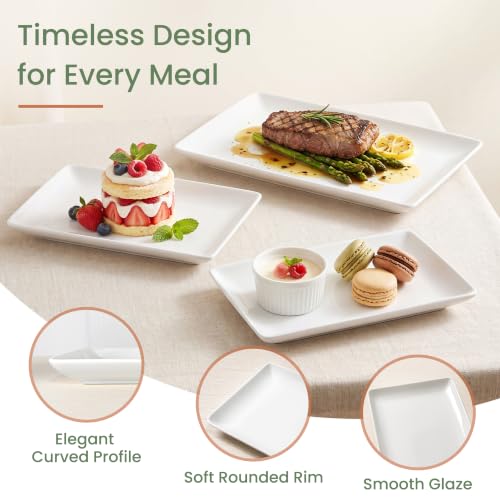 Kassel Ceramic Serving Platter Set 14”/12”/10” White Porcelain Serveware for Parties & Entertaining - Decorative Oven-Safe Serving Dishes & Platters for Food, Cookies, Meat & Turkey Rectangular Small - size: Small Rectangular 14”/12”/10”