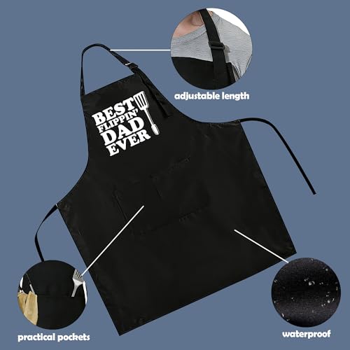 Funny Apron for Men Women,Humorous Kitchen Apron- Grilling Cooking BBQ Accessories, Gift for Dad Husband - color: Best Flippin' Dad Ever