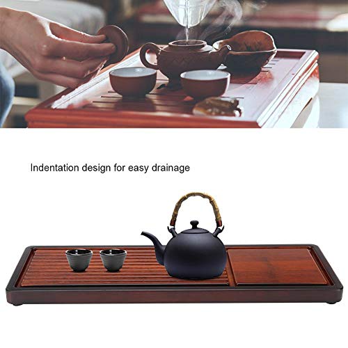 Fdit Tea Tray, Chinese Kung Fu Tea Serving Tray with Drainage Design 15.6 x 5.5 inch Tea Table Set for Home Office Kitchen