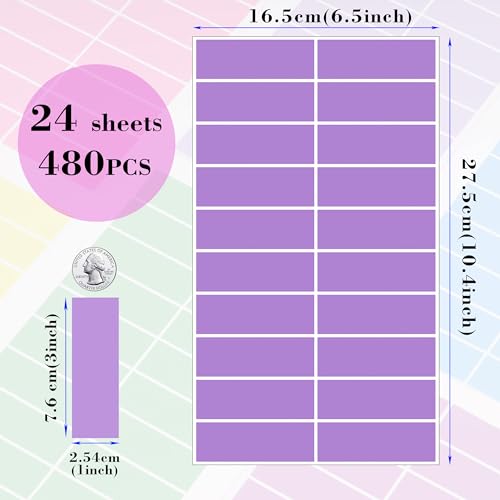 YSHIHE Colored Label Stickers,12 Colors,3 x 1 Inch Folder Labels-480 Pcs