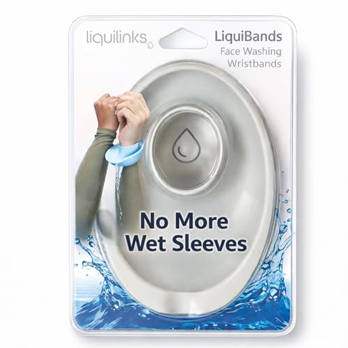 LiquiBands Face Washing Wristbands - Original Drip Catch Cuffs (Grey, S/M) - color: Dove Grey, size: S/M