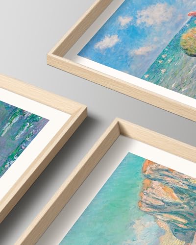 HesenDot Framed Wall Art, Claude Monet Impressionism Canvas Prints Set - color: Framed Monet Waterlily, size: 16"L x 12"W