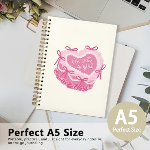 Pink Coquette Journal Notebook, Preppy Pink Aesthetic Notebook Journal for Women, Pink Office Supplies, I'm Just a Girl Cute Notebook, 5.5x8.3 Inch - color: 04-I'm Just a Girl(White)