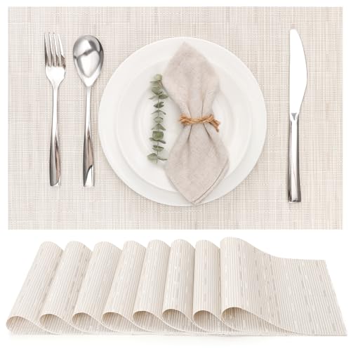 Myir JUN Placemats Set of 8 Kitchen and Dining Table Placemats - color: B-off White, size: Set of 8