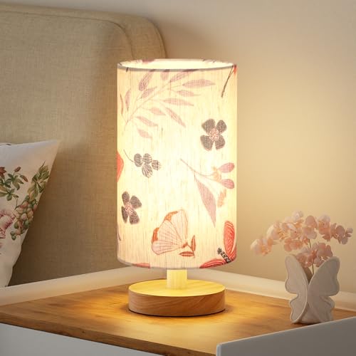 Fenmzee Small Table Lamps (Butterfly Cream Shade, 9" Inline Control) - color: Butterfly Cream Shade