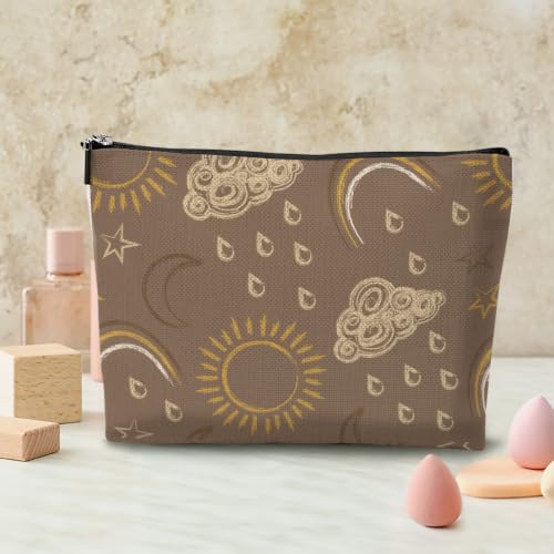 Boho Sun Moon Celestial Makeup Bag,Makeup Organizer Cosmetic Bags for Women - color: BohoWeather
