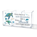 Every Day Is a New Beginning Turtle Acrylic Pen Cup 3 Compartments - color: Transparent046