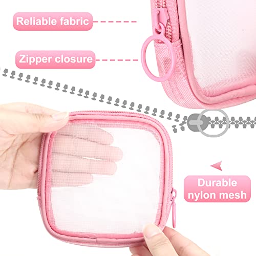 Weewooday 4Pcs Mesh Makeup Bag, Pink, Small, Classic - color: Pink, size: Small, style: Classic