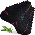 floconssy Ankle Socks for Women, Bamboo Viscose Cushioned Running Socks - color: 5 Pairs Black, size: 6-9