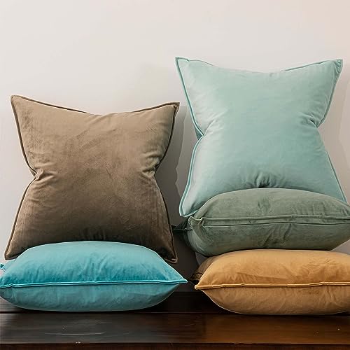 JUSPURBET 22x22 Velvet Decorative Throw Pillow Covers Set of 2,Stone - color: Stone, size: 22" x 22" (Pack of 2)