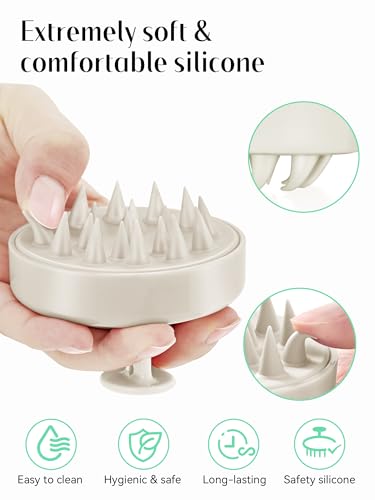 HEETA Scalp Massager Hair Growth Scrubber for Dandruff Removal Hair Care - color: Beige