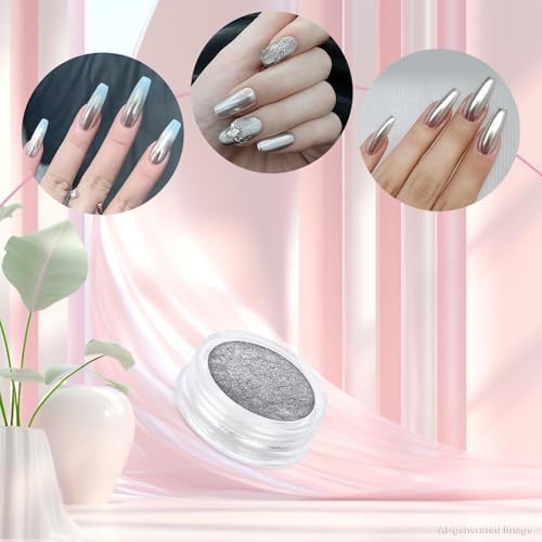 Artdone 8 Jars Chrome Nail Powder Dip Magic White Pearl Kit Silver Mirror - color: 8 Colors Pearl Chrome