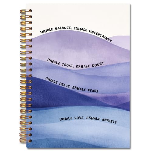 JINYO Inhale Exhale Mental Health Mindfulness Notebook, Anxiety Journal, Therapy Journal for Mental Health, Anti Anxiety Gifts, Stress Relief Gifts, Abstract Inspirational Spiral Notebook 5.5x8.3 Inch - color: white Health Notebook