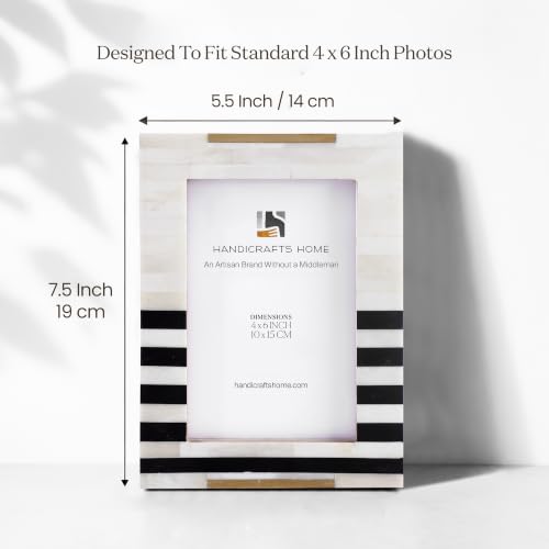 Handicrafts Home Handmade Bone Inlay 4x6 Black Picture Frame Brass Decor - color: WEST-COAST-NAPLES, size: 4X6