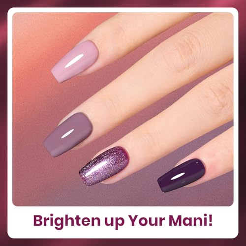 Beetles Purple Gel Nail Polish Set, 6 Colors Muse of Midnight Gel - color: A-Mixed Finishes | Muse Of Midnight