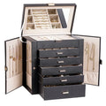 BOOVO Large Jewelry Box for Women 6 Layer - color: Gold and Black, size: 6 Layer