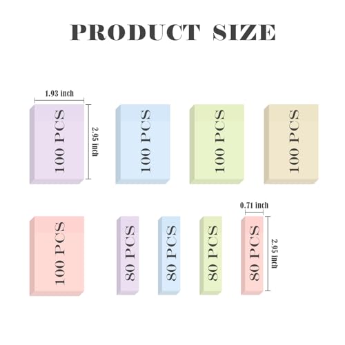 BAYTORY 6 Pads Pastel Sticky Notes, Small Self-Stick Note (3x2 & 3x0.7 in) - size: 3x2 & 3x0.7 Inch