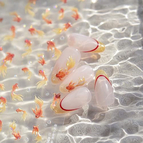 5D Embossed Under The Sea Stickers for Nail Art, Jelly Fish - style: to4906