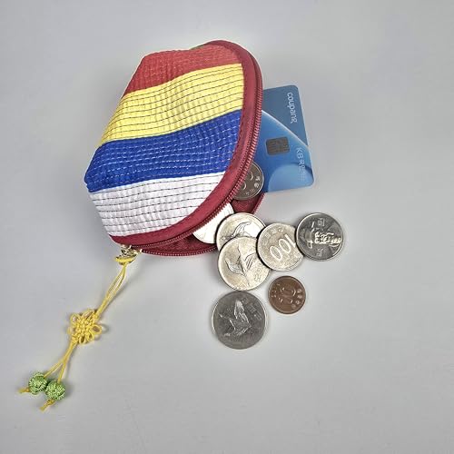 Korean Coin Purse, Traditional Saekdong Wallet with Knot Tassel, Colorful Pouch for Coins and Cards, Quilted Zipper Bag, Handmade Accessory, Random Color